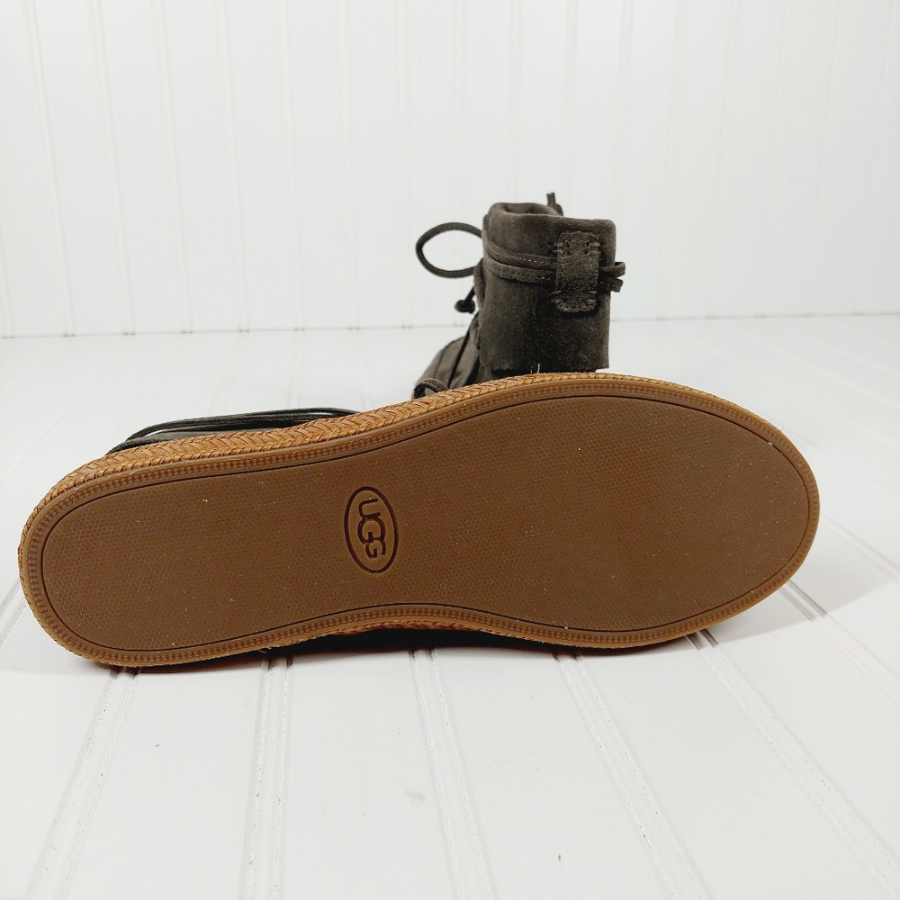 UGG Australia Reid Suede Leather Brown Winter Flat Moccasin Ankle Boots A984 - Picture 10 of 11